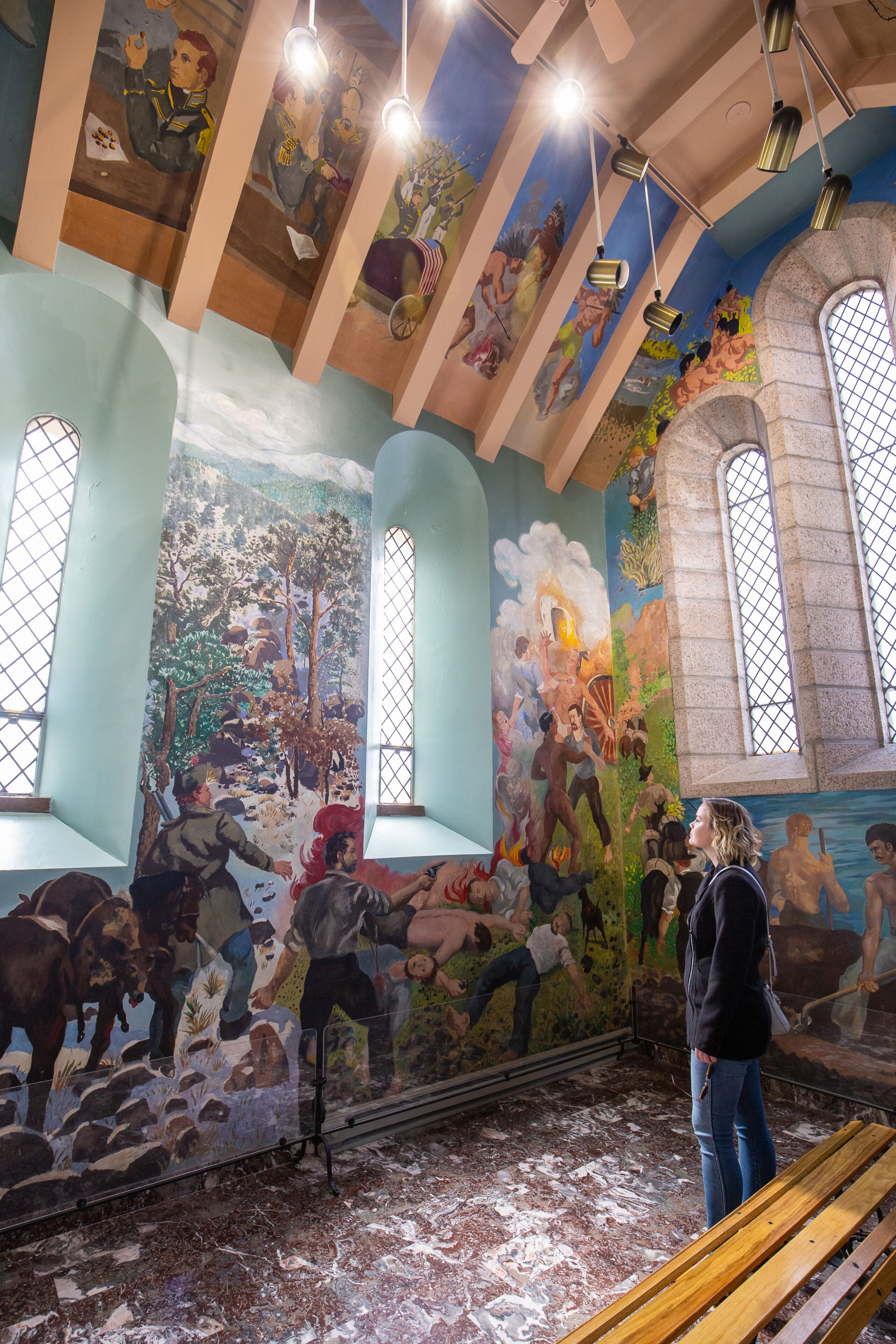 The historic Randall Davey mural depicts local history.